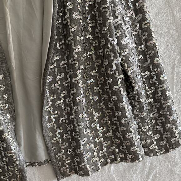 Vintage Edith Flagg California Sequin Jacket Open Front Silver Sequins Disco - Picture 7 of 14